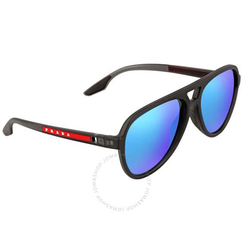 Prada Linea Rossa Blue Pilot Men's Sunglasses PS 06WS 